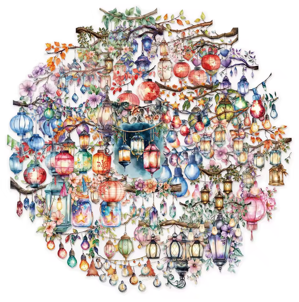 50 Stickers Transparentes Linternas & faroles