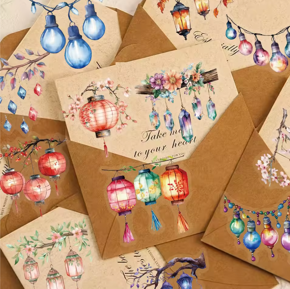 50 Stickers Transparentes Linternas & faroles