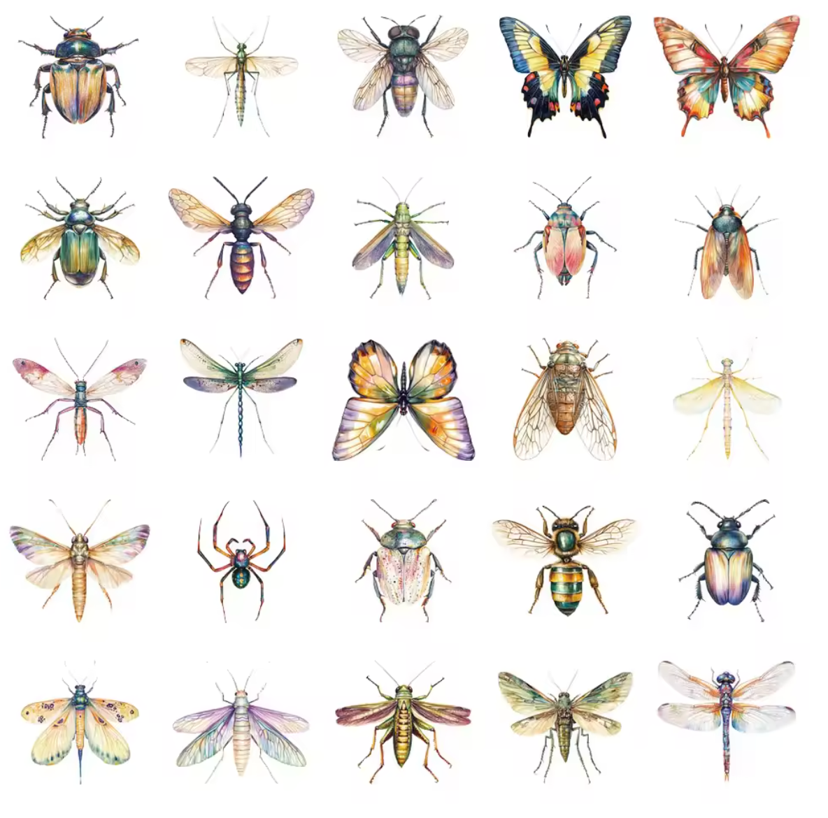 50 Stickers Transparentes Mariposas & libelulas