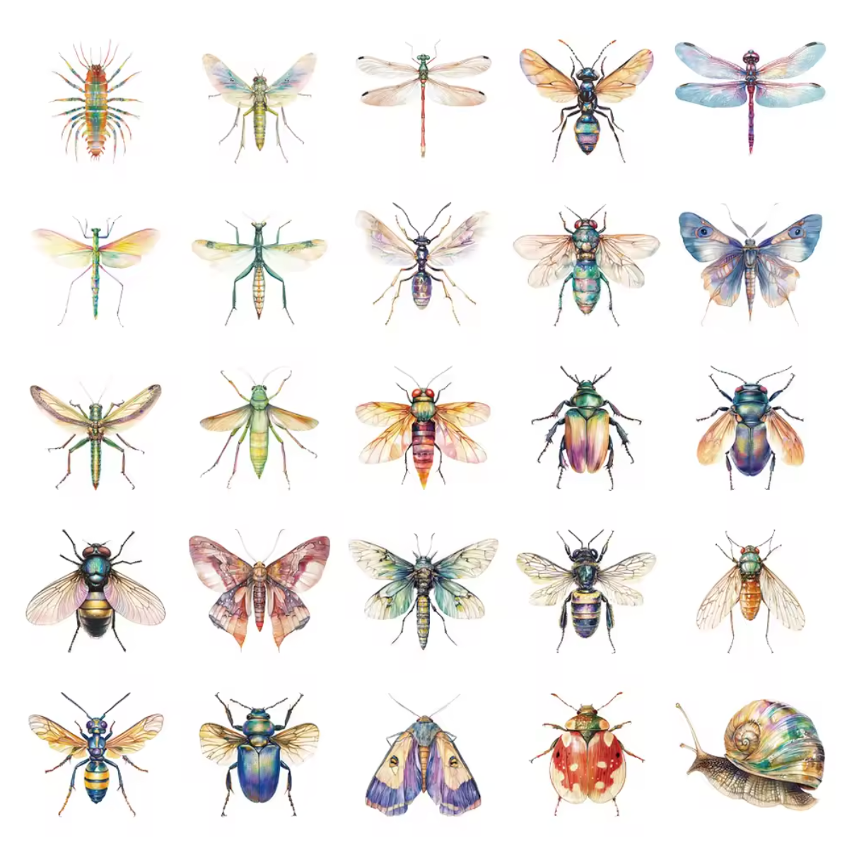 50 Stickers Transparentes Mariposas & libelulas