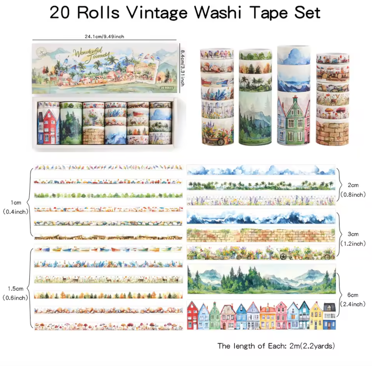 20 Washi Tapes Wonderful Journey