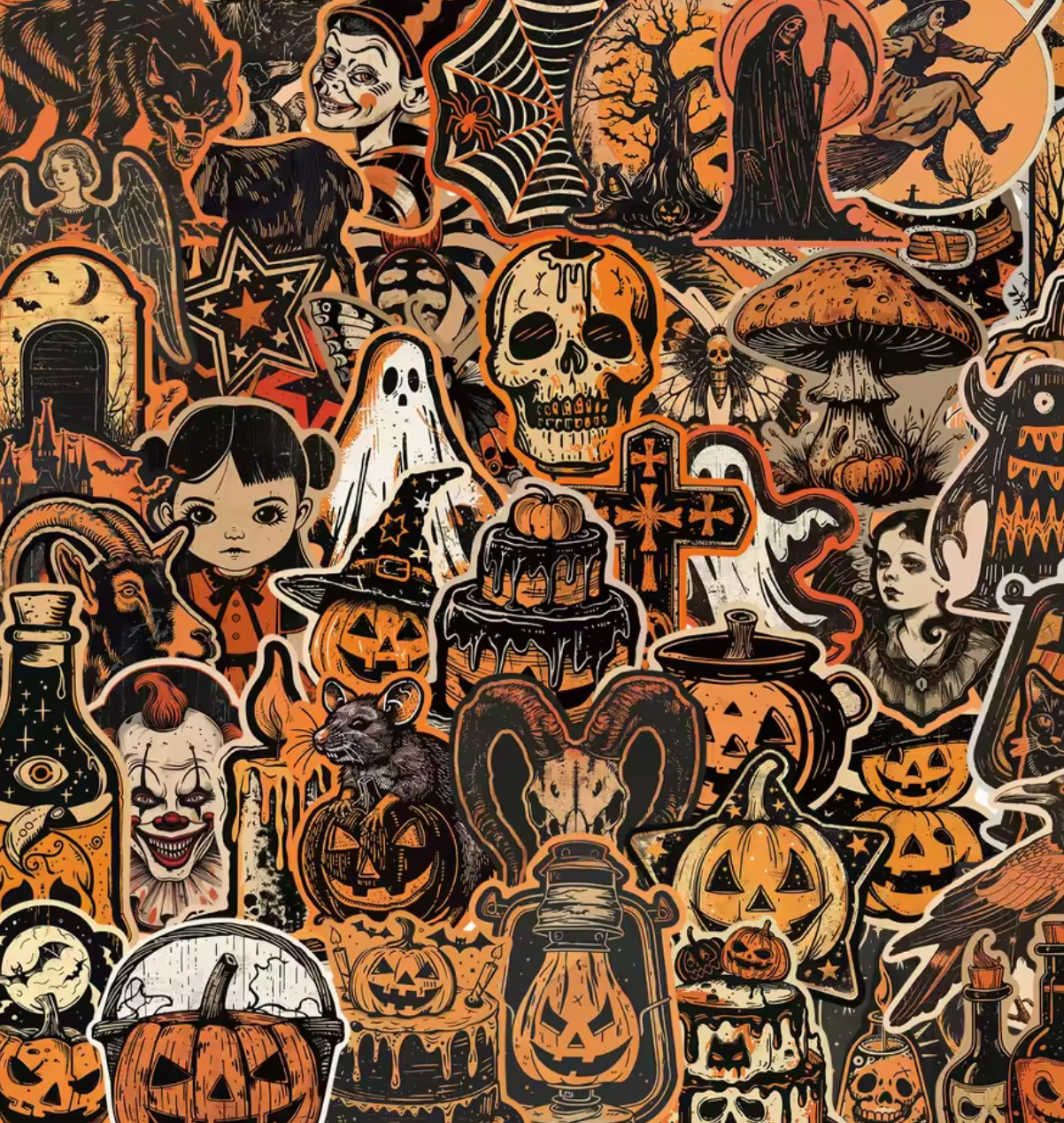 50 Stickers Vinil Halloween