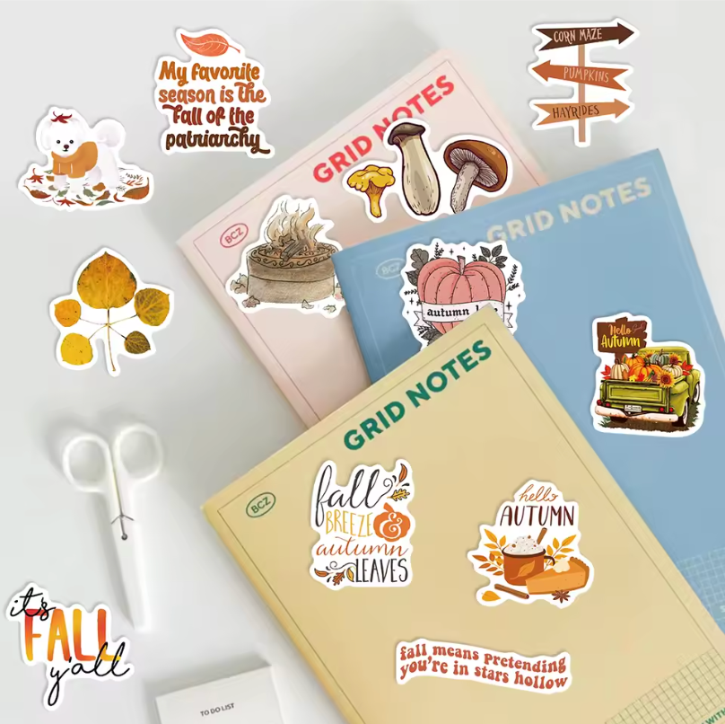 50 Stickers Vinil Otoño Libros