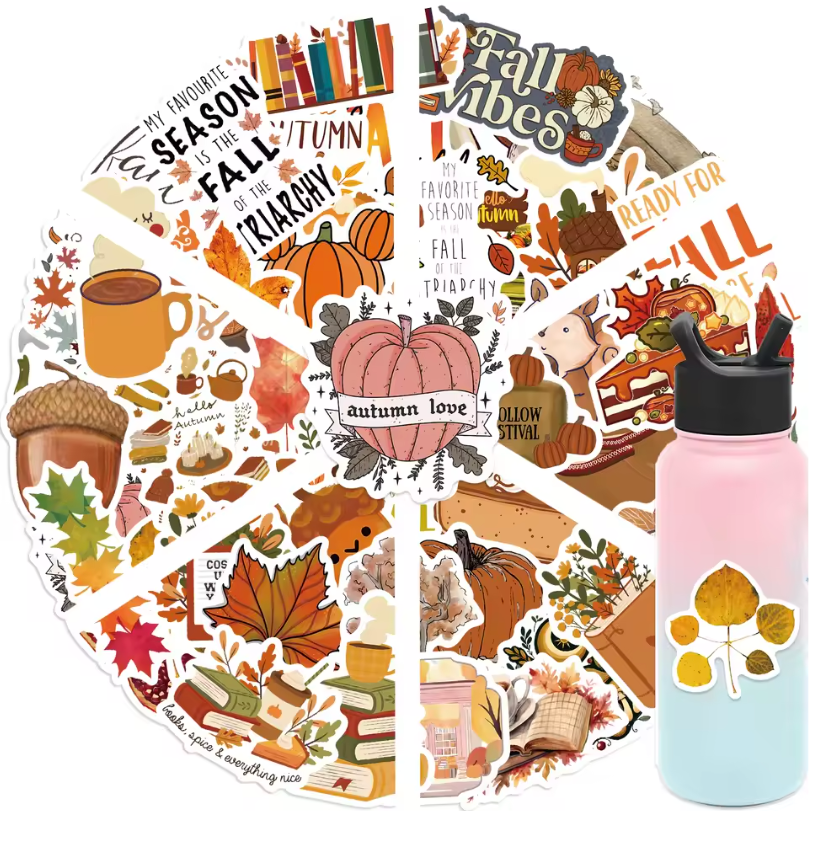 50 Stickers Vinil Otoño Libros