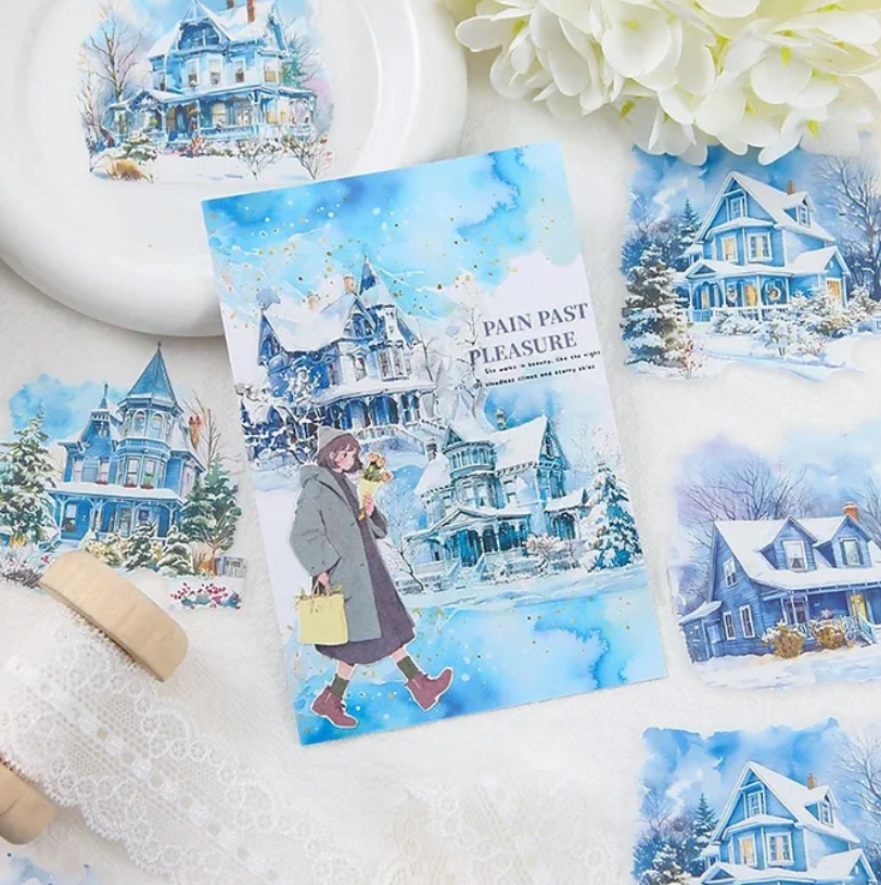 10 Stickers Grandes Casas en invierno & navideñas