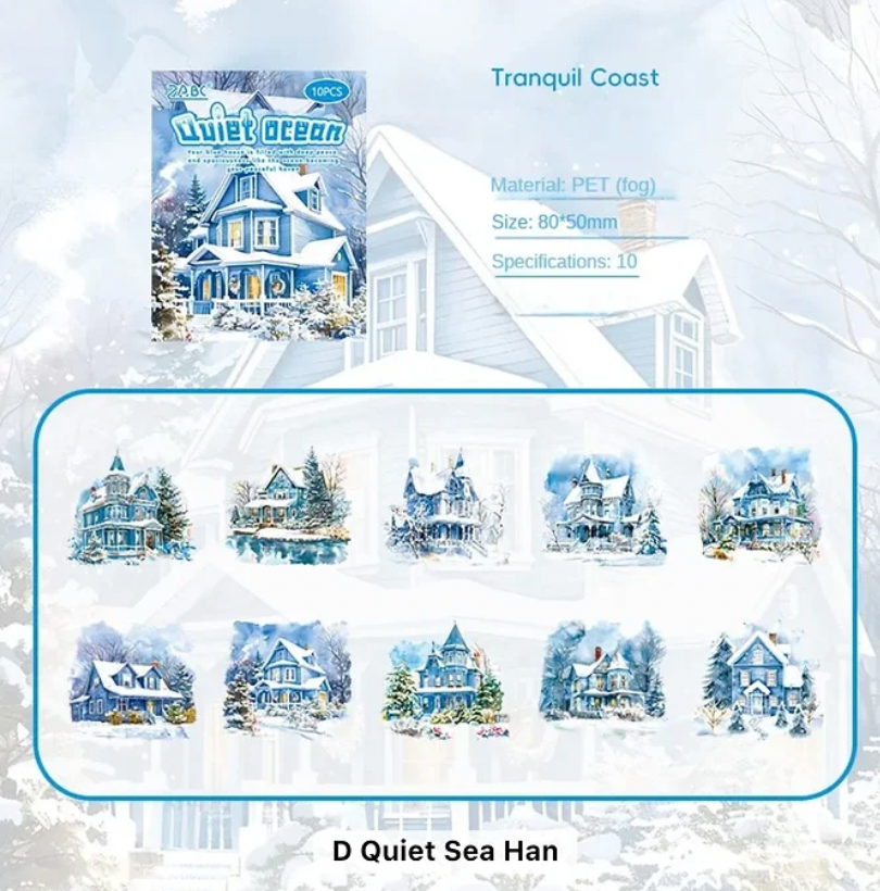 10 Stickers Grandes Casas en invierno & navideñas