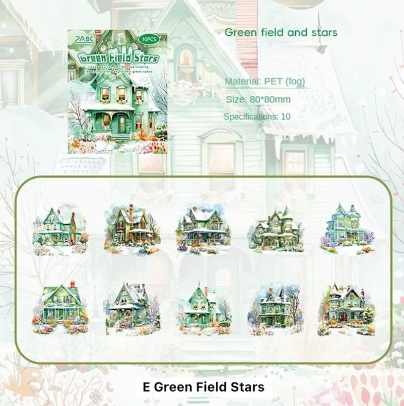 10 Stickers Grandes Casas en invierno & navideñas