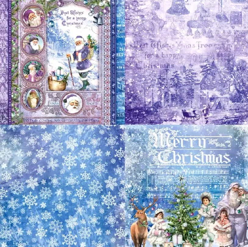 12 Papeles Cartulina Navidad Violeta