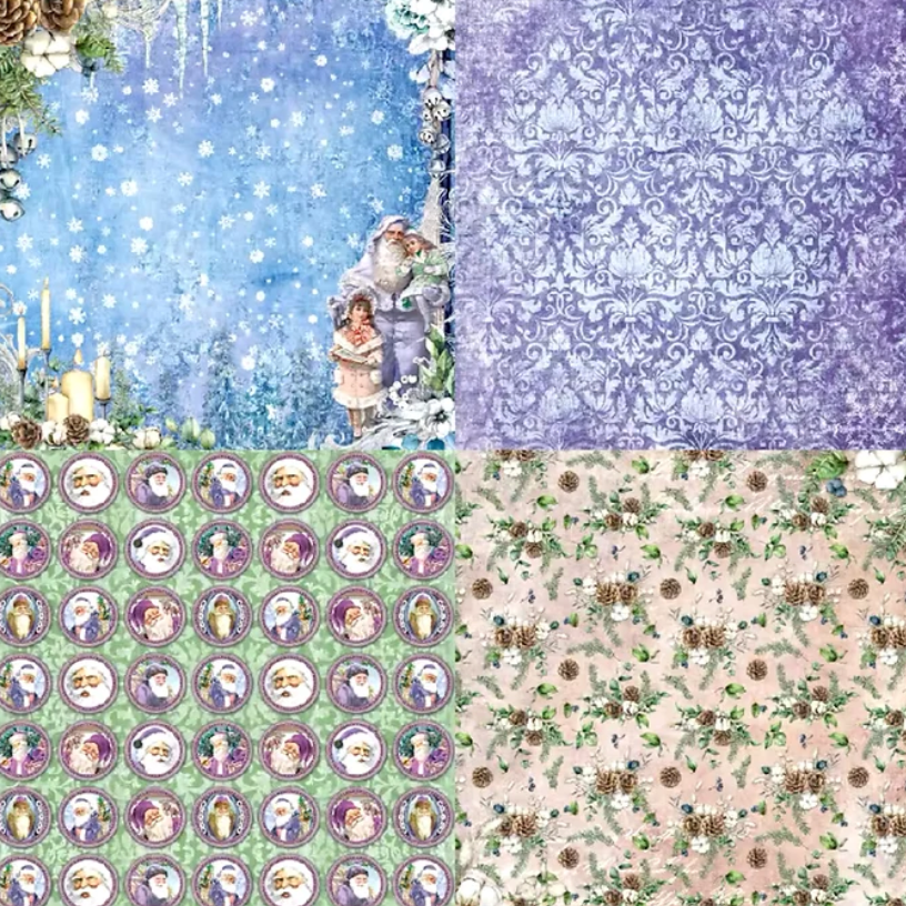 12 Papeles Cartulina Navidad Violeta