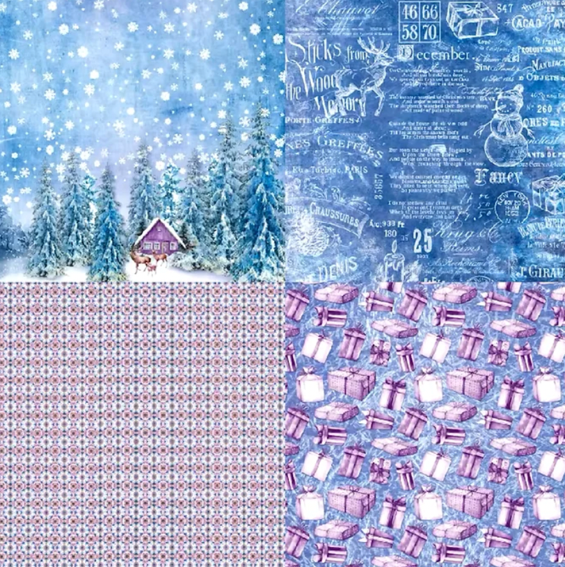 12 Papeles Cartulina Navidad Violeta