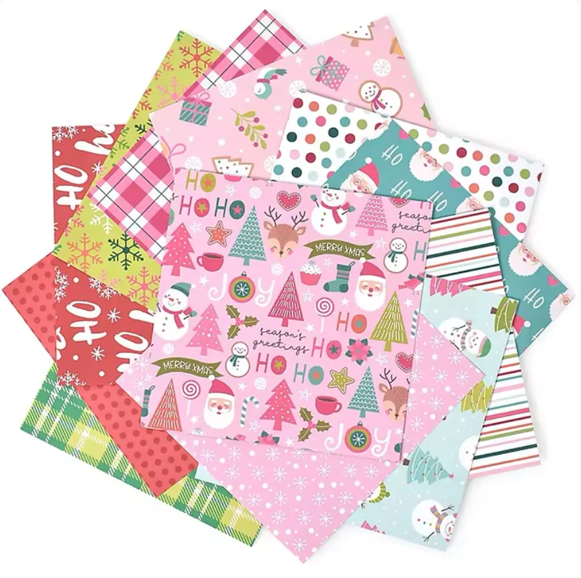 12 Papeles Cartulina Navidad Colores Pop