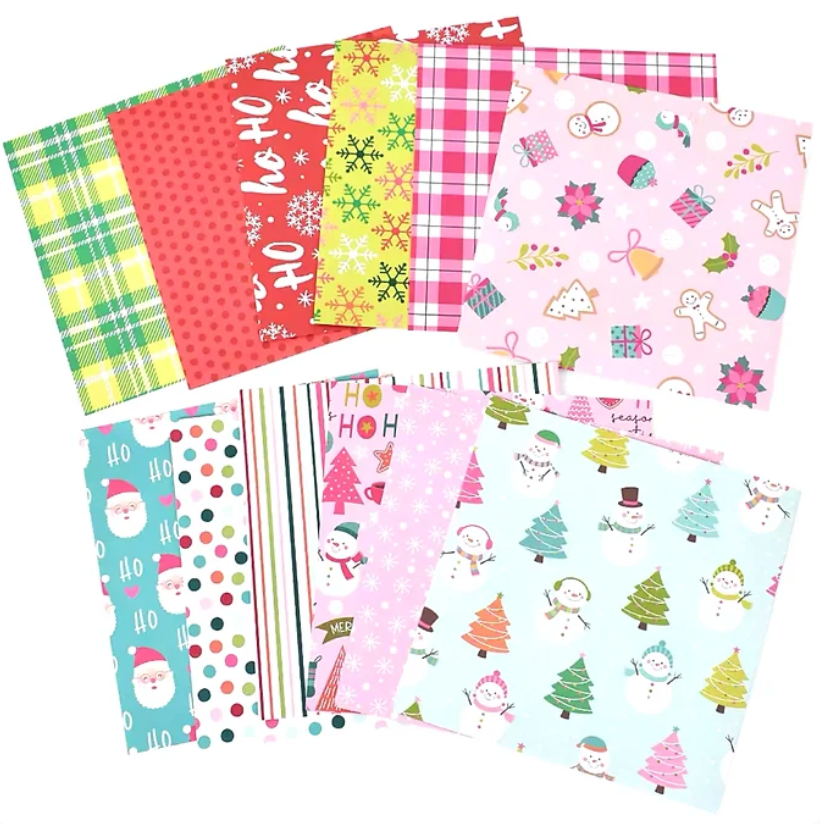 12 Papeles Cartulina Navidad Colores Pop
