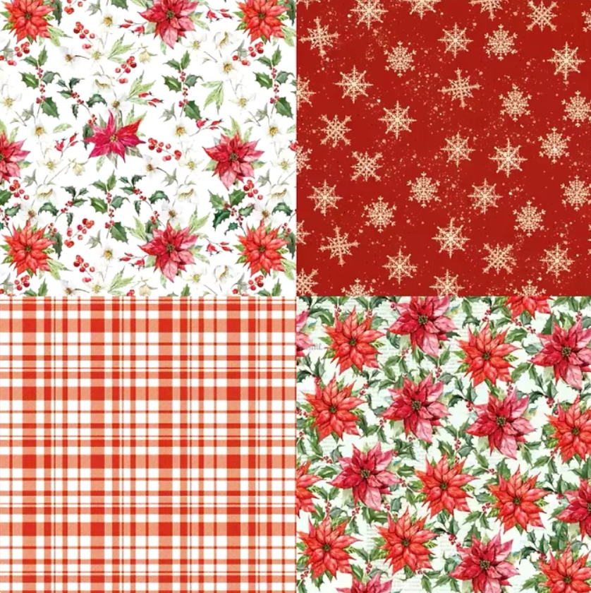 12 Papeles Cartulina Navideños Estilo Vintage