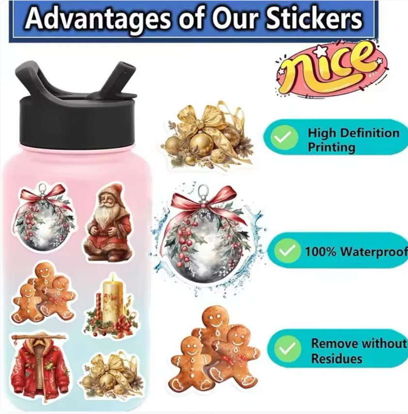 50 Stickers Vinil Navideños