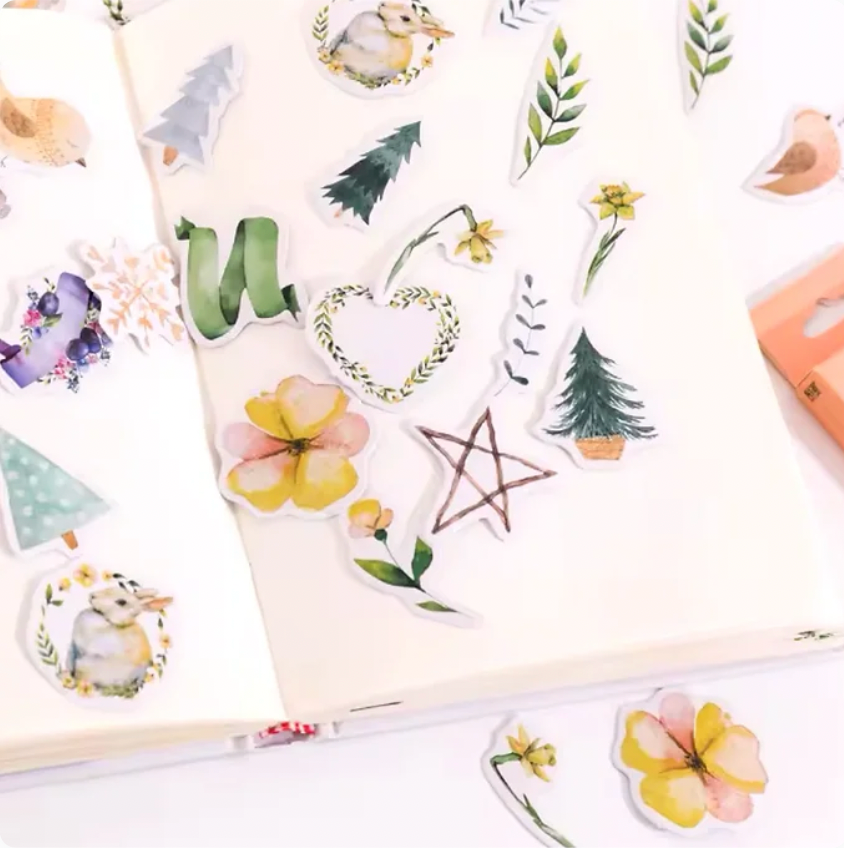 Cajita de Stickers Rosa Navidad
