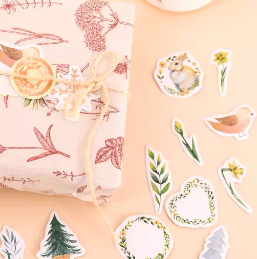 Cajita de Stickers Rosa Navidad