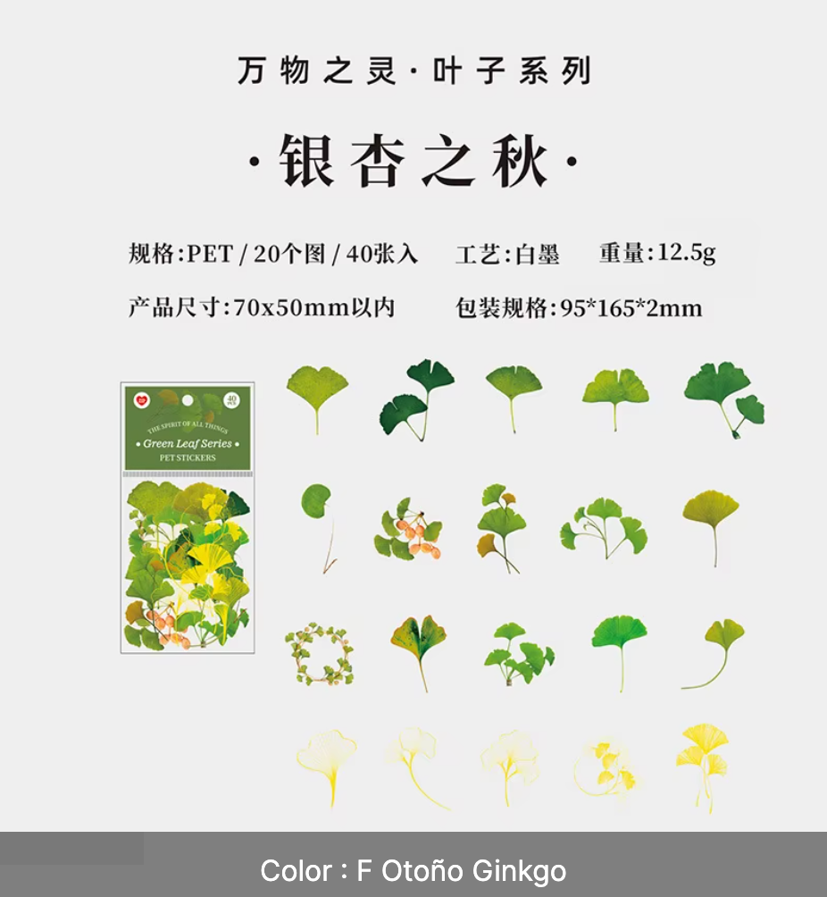 40 Stickers Hojas & hojas doradas