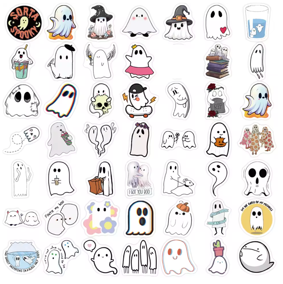 100 Stickers Vinil Fantasmas