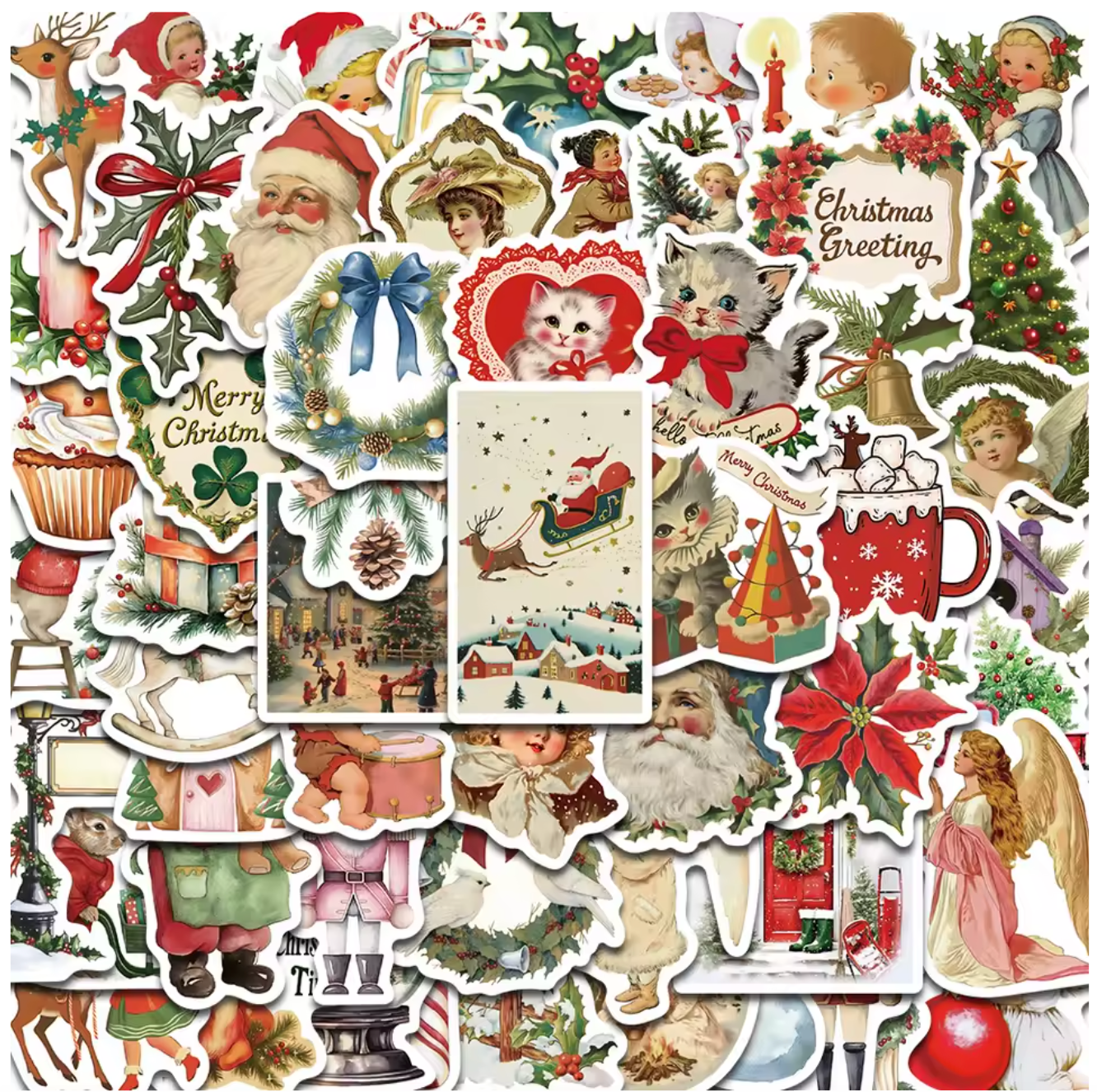 50 Stickers Vinil Navidad Romanticos