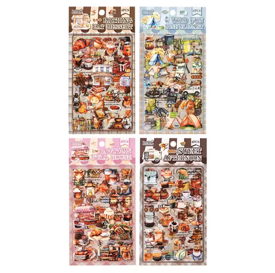 4 Hojas de Stickers Comida