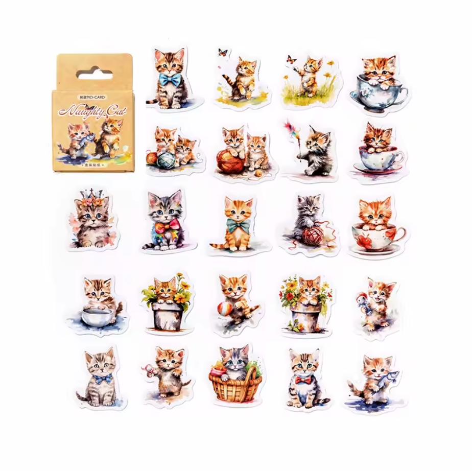 Cajita de stickers gatito