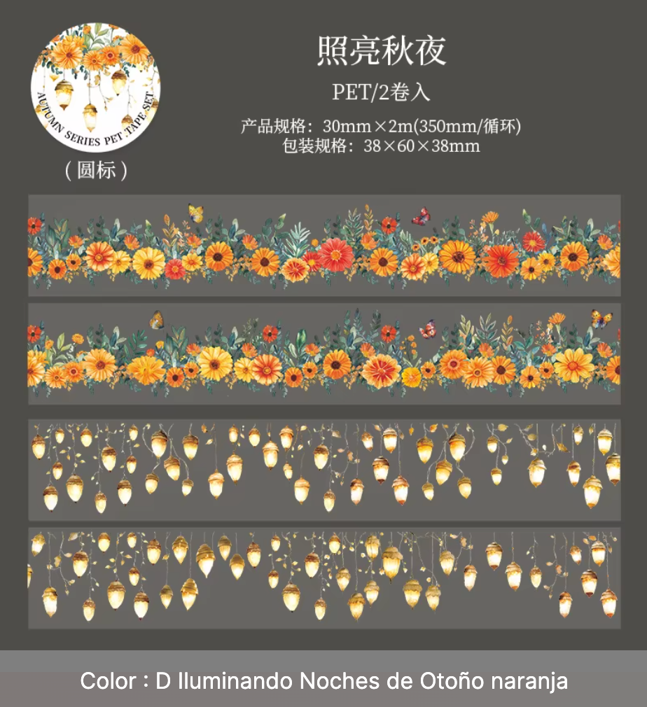 2 Washi Tapes Anchos Otoño