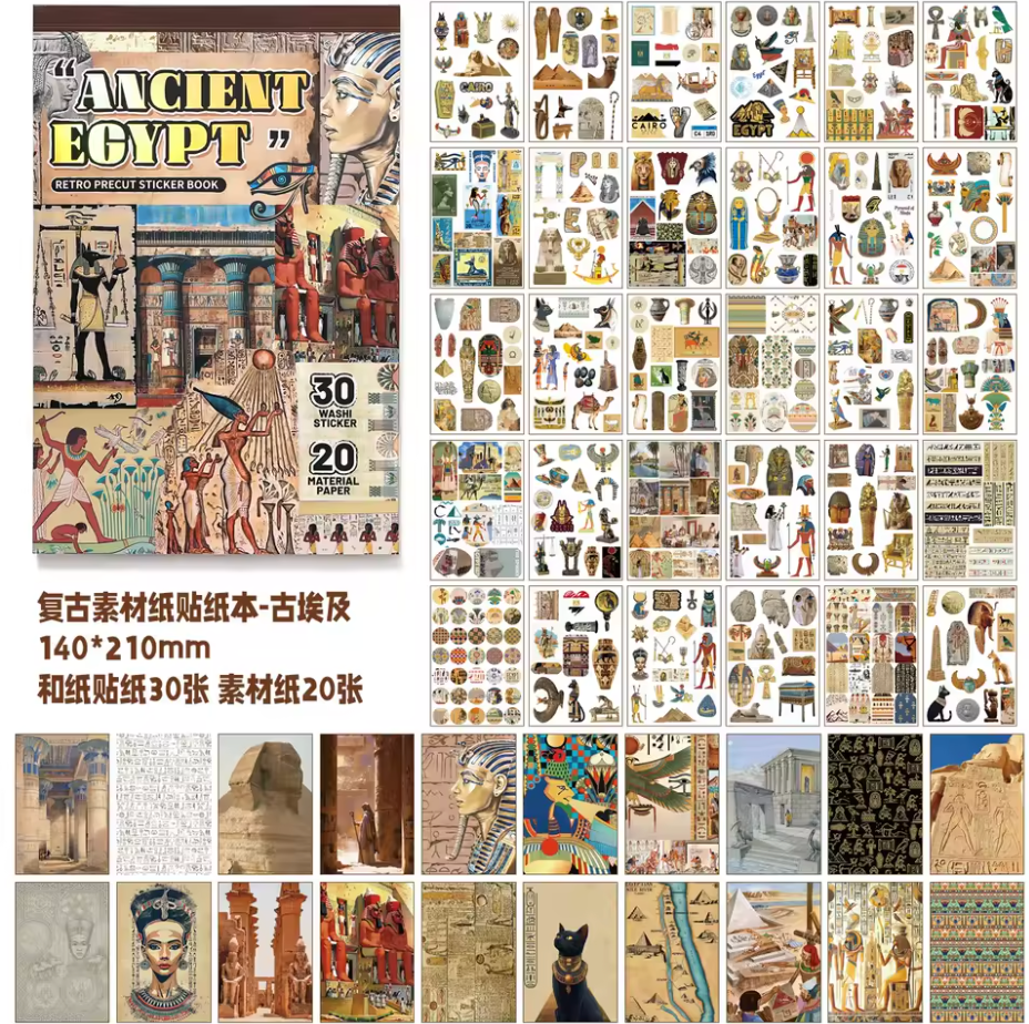 Libro de 50 paginas Stickers & Papeles Grande - Egipto