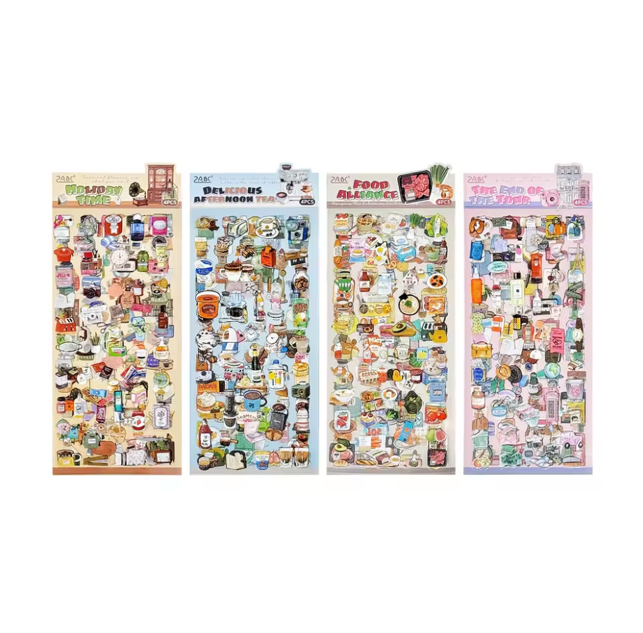 4 Hojas de Stickers comida