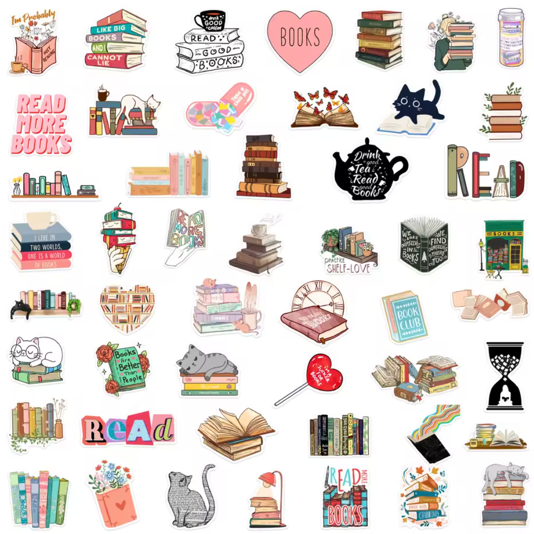 50 Stickers Vinil Libros