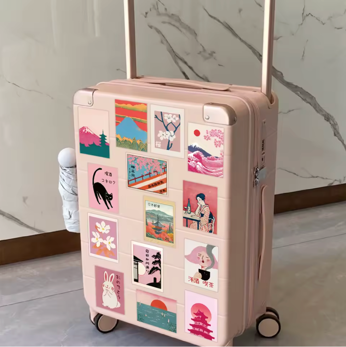 50 Stickers Vinil Rosa Japones