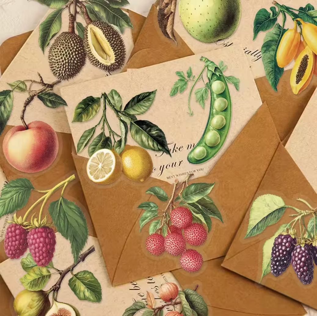 50 Stickers Transparentes Frutas