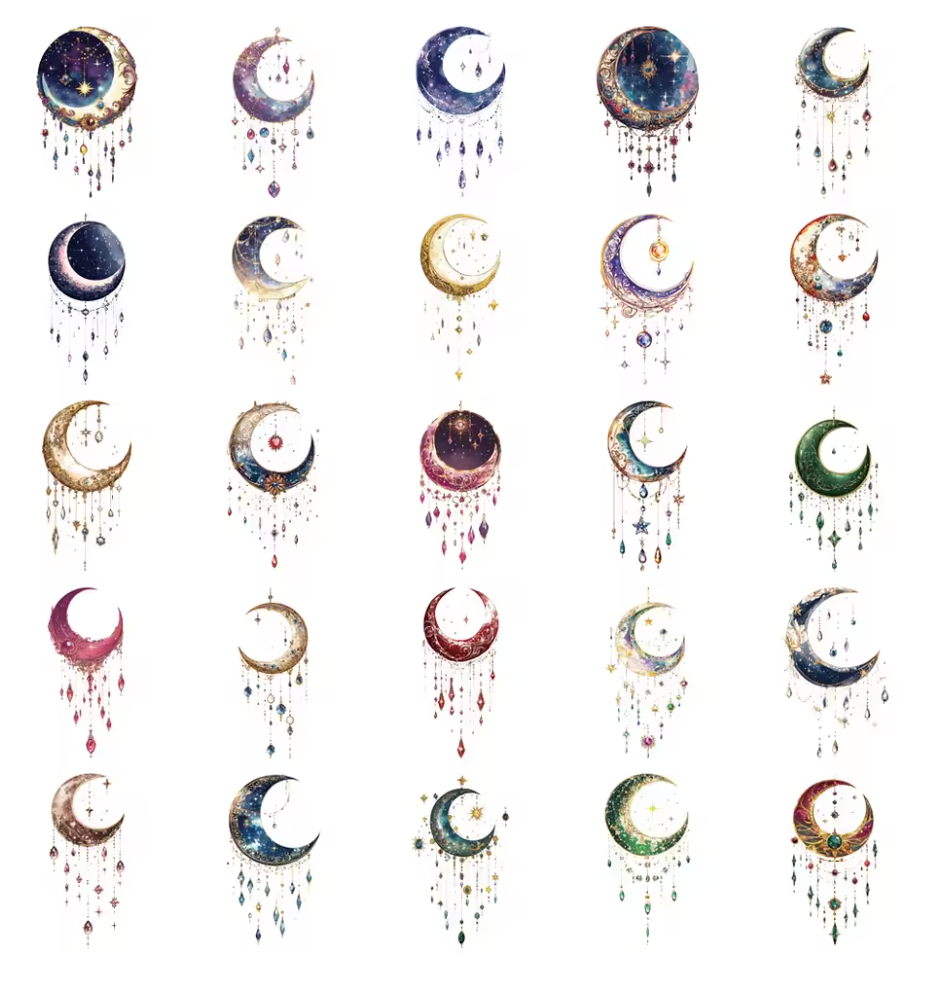 50 Stickers Transparentes Lunas