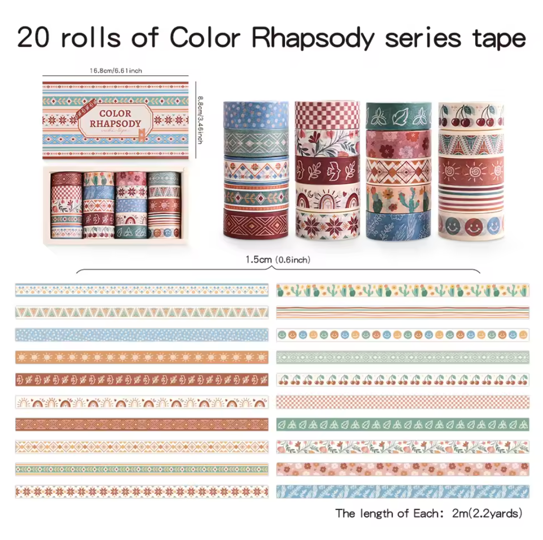 20 Washi Tapes Color Rhapsody