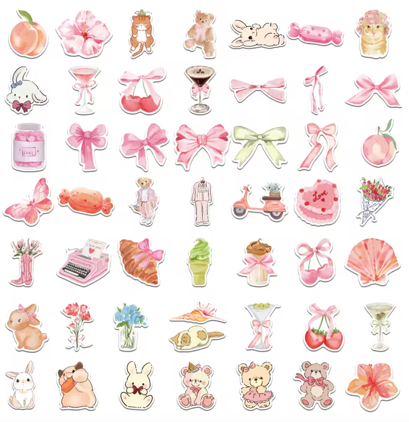 50 Stickers Vinil Rosa