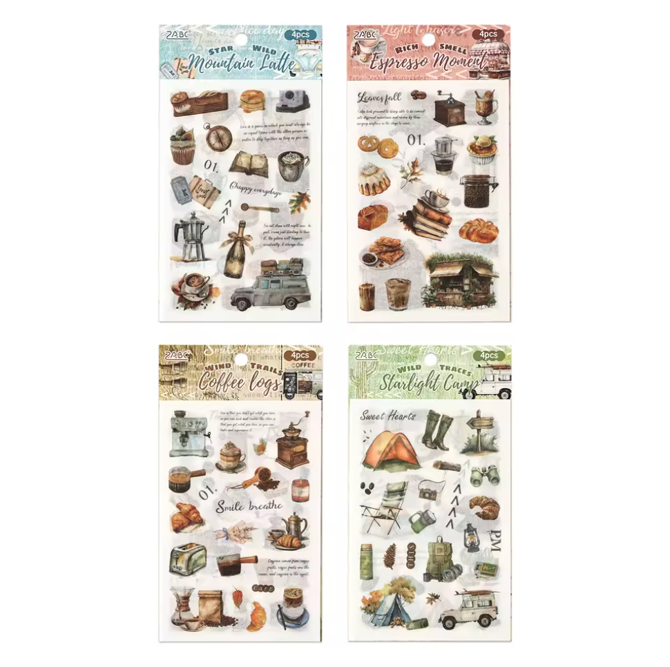 4 Hojas de stickers Vintage