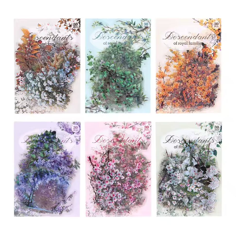 30 Stickers Ramas de flores de primavera