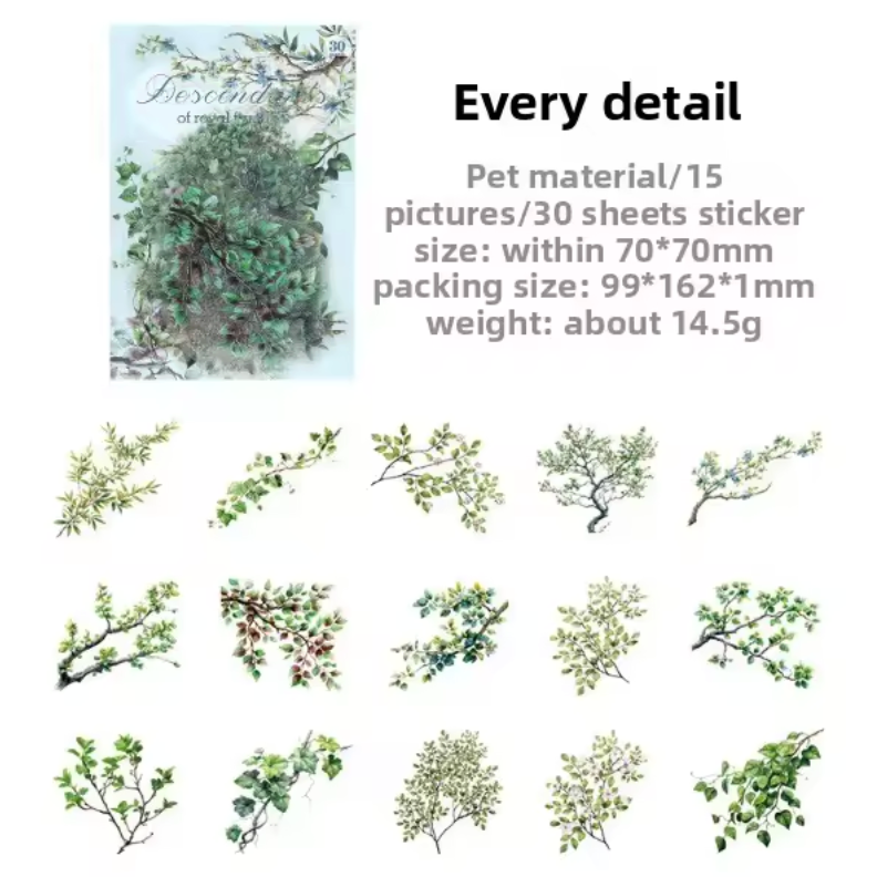 30 Stickers Ramas de flores de primavera