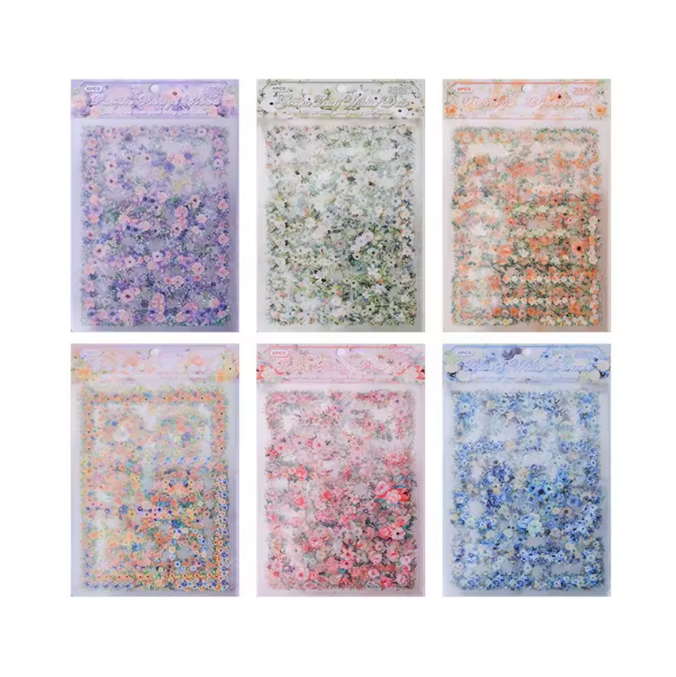 6 Hojas de Stickers GRANDES Esquinas de flores