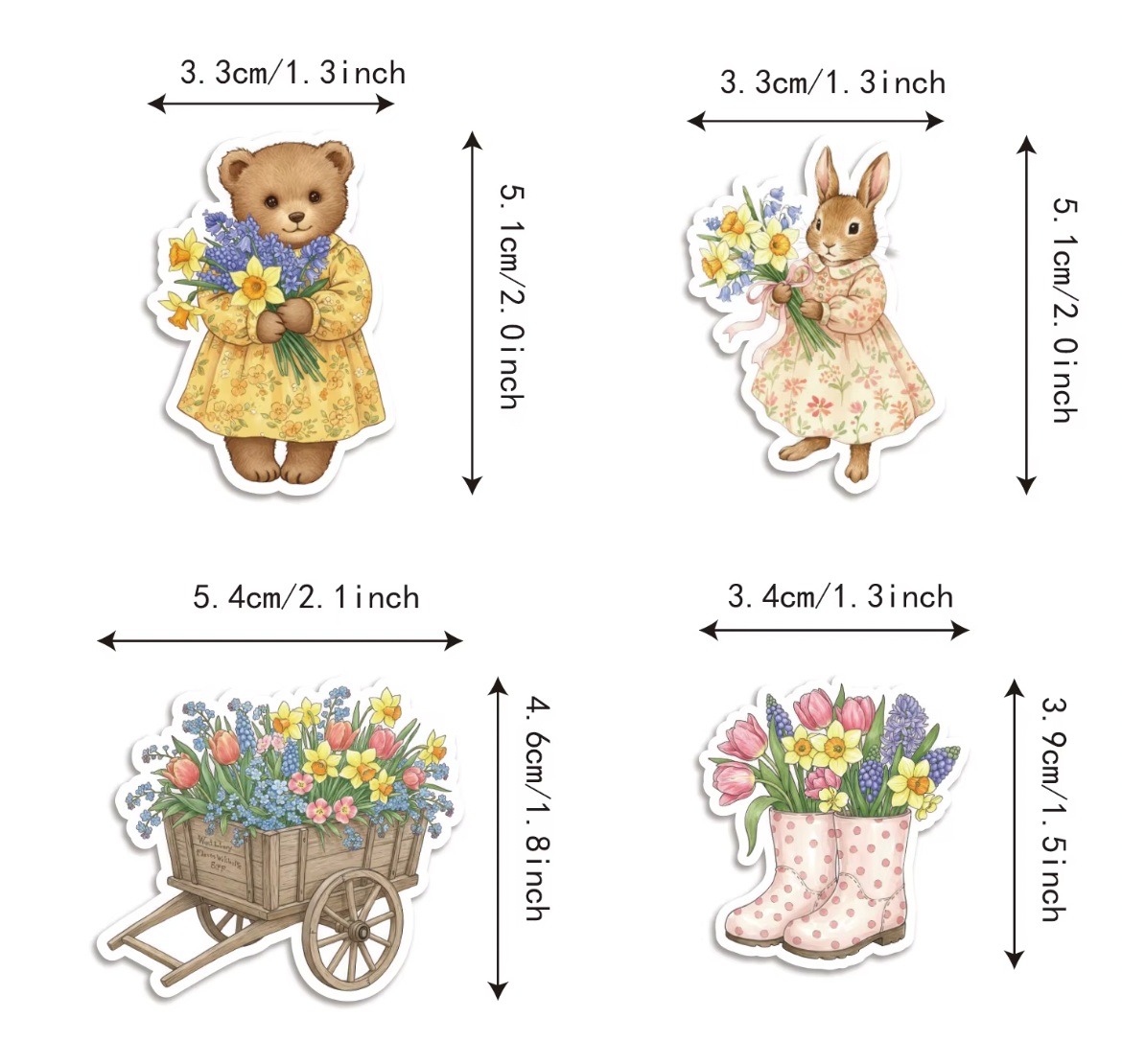 50 Stickers Vinil Primavera Animales