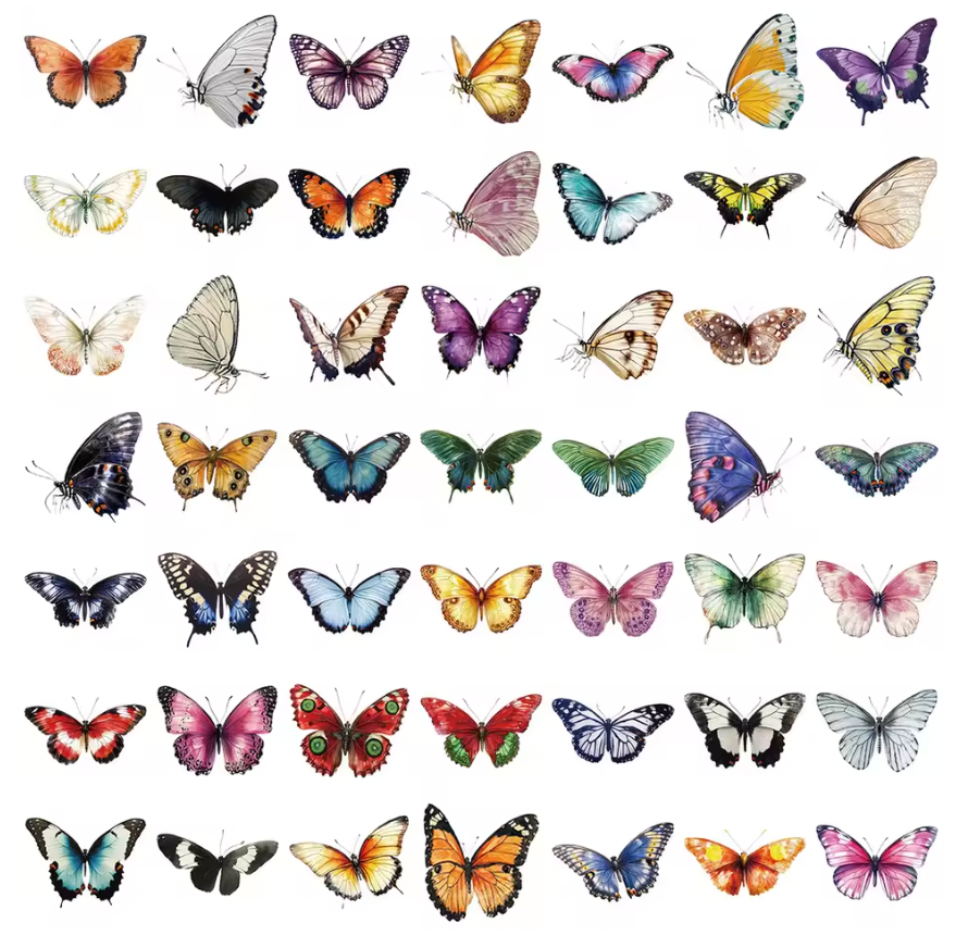 50 Stickers transparentes Mariposas