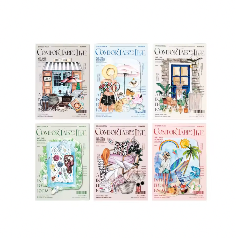 10 Hojas de Stickers Comfortable Life