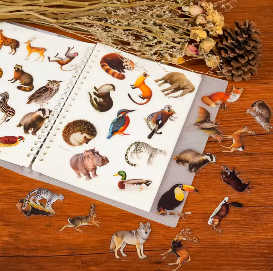 56 Stickers transparentes Animales Salvajes
