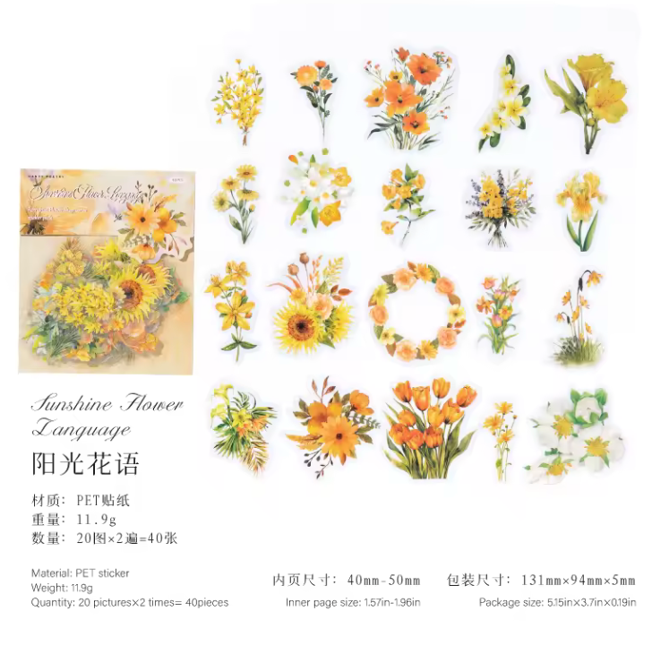 40 Stickers Flores de verano