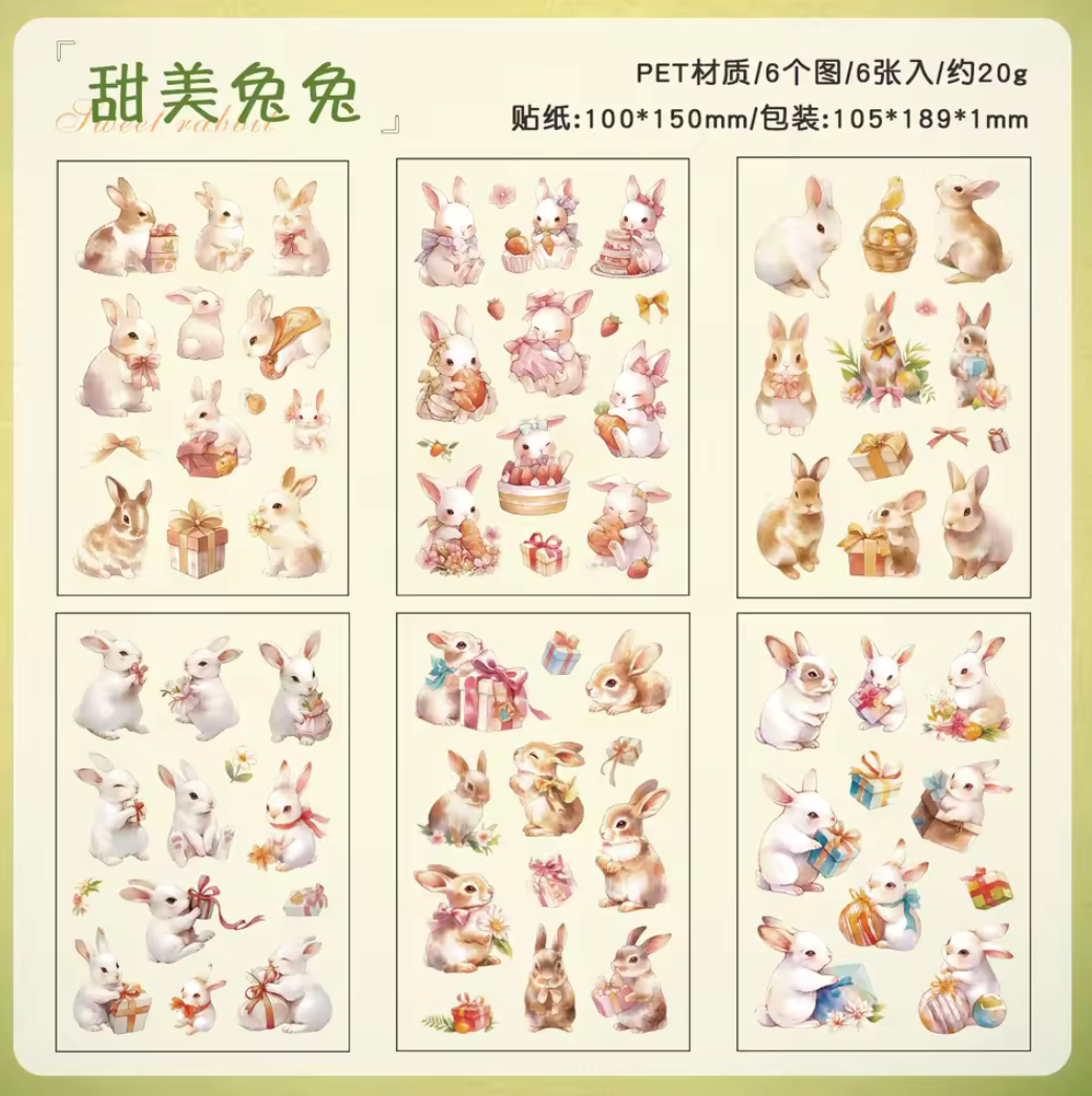 6 Hojas de Stickers Animales