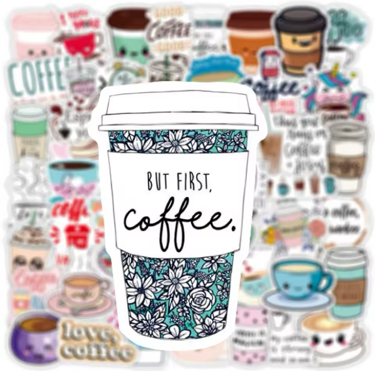 50 Stickers Vinil Coffee Time