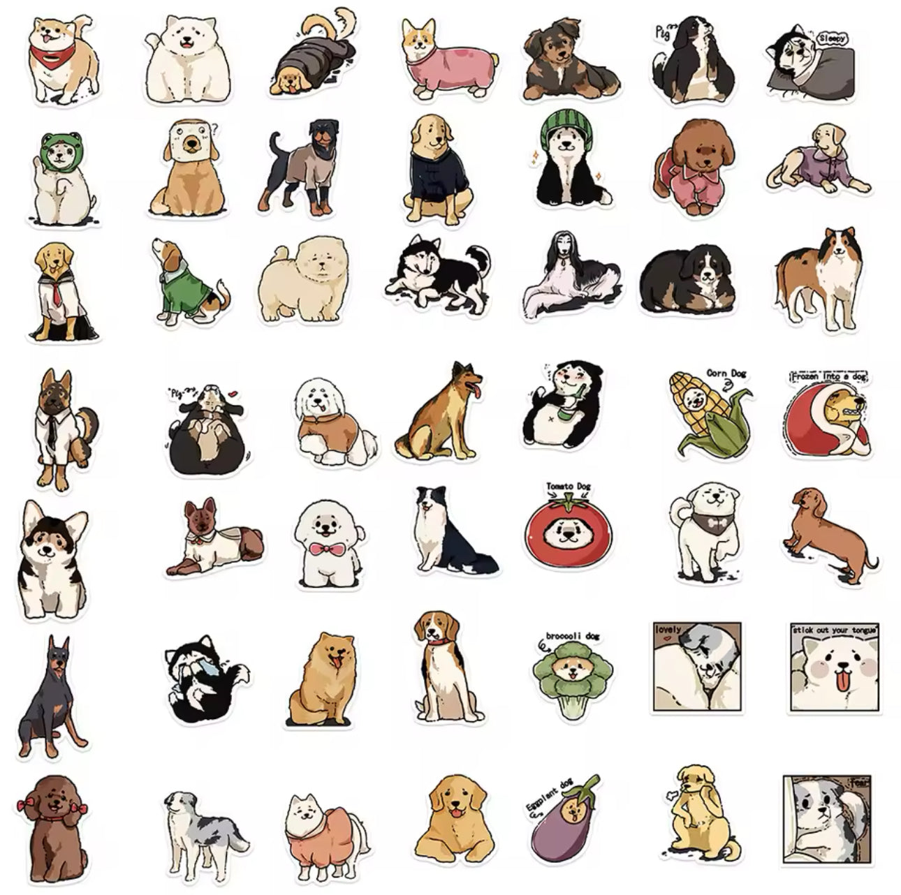 50 Stickers Vinil Perritos