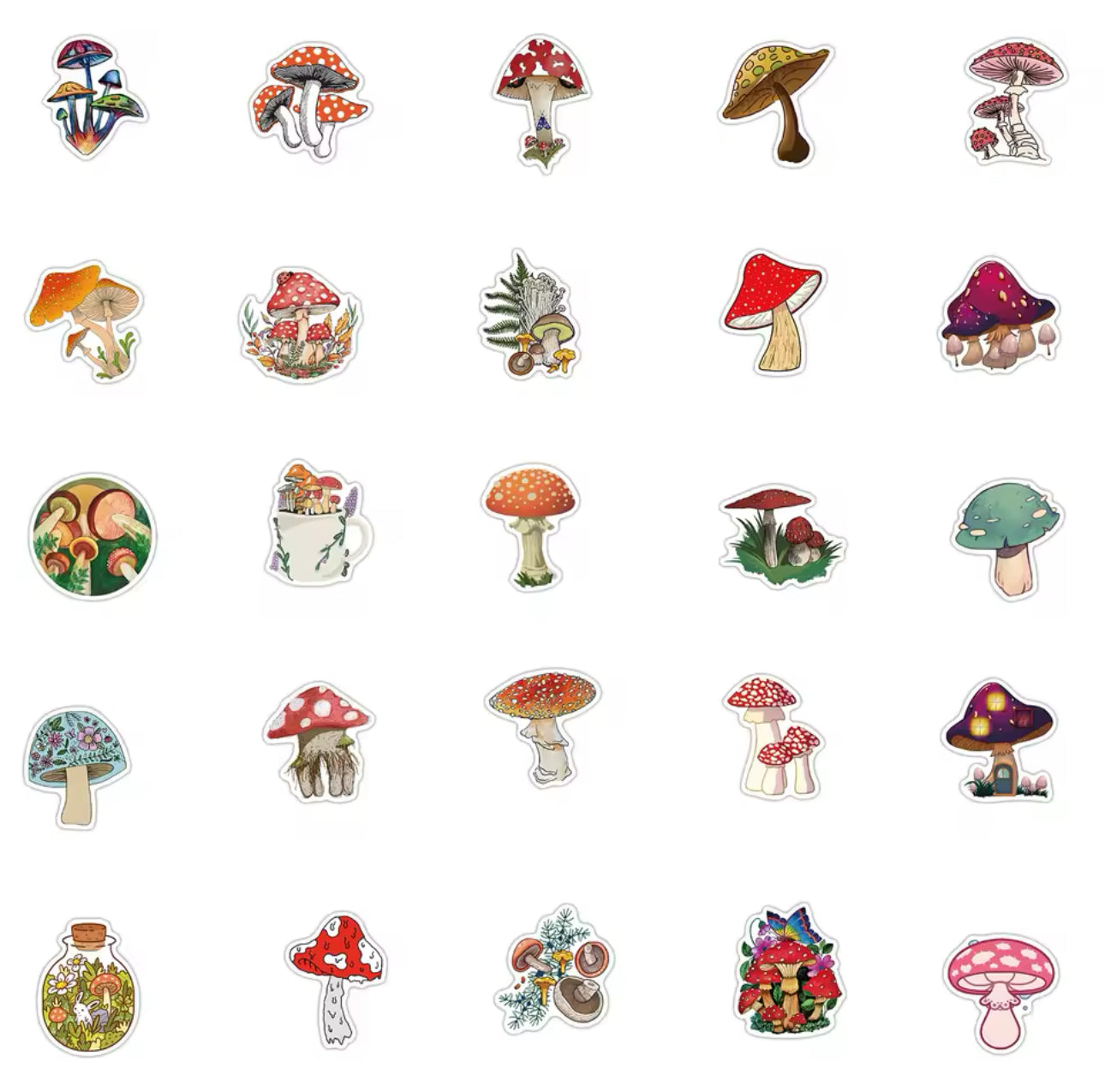 50 Stickers Vinil Hongos