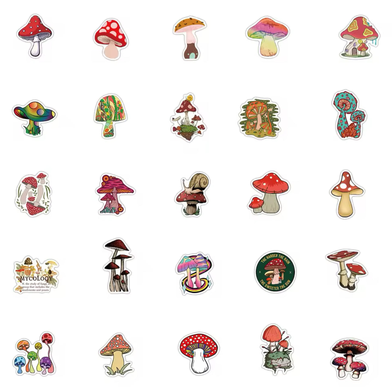 50 Stickers Vinil Hongos