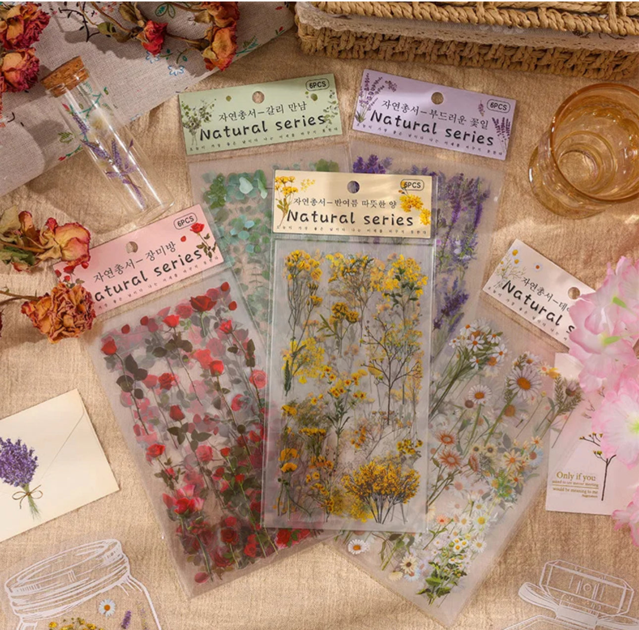 6 Hojas de Stickers Flores