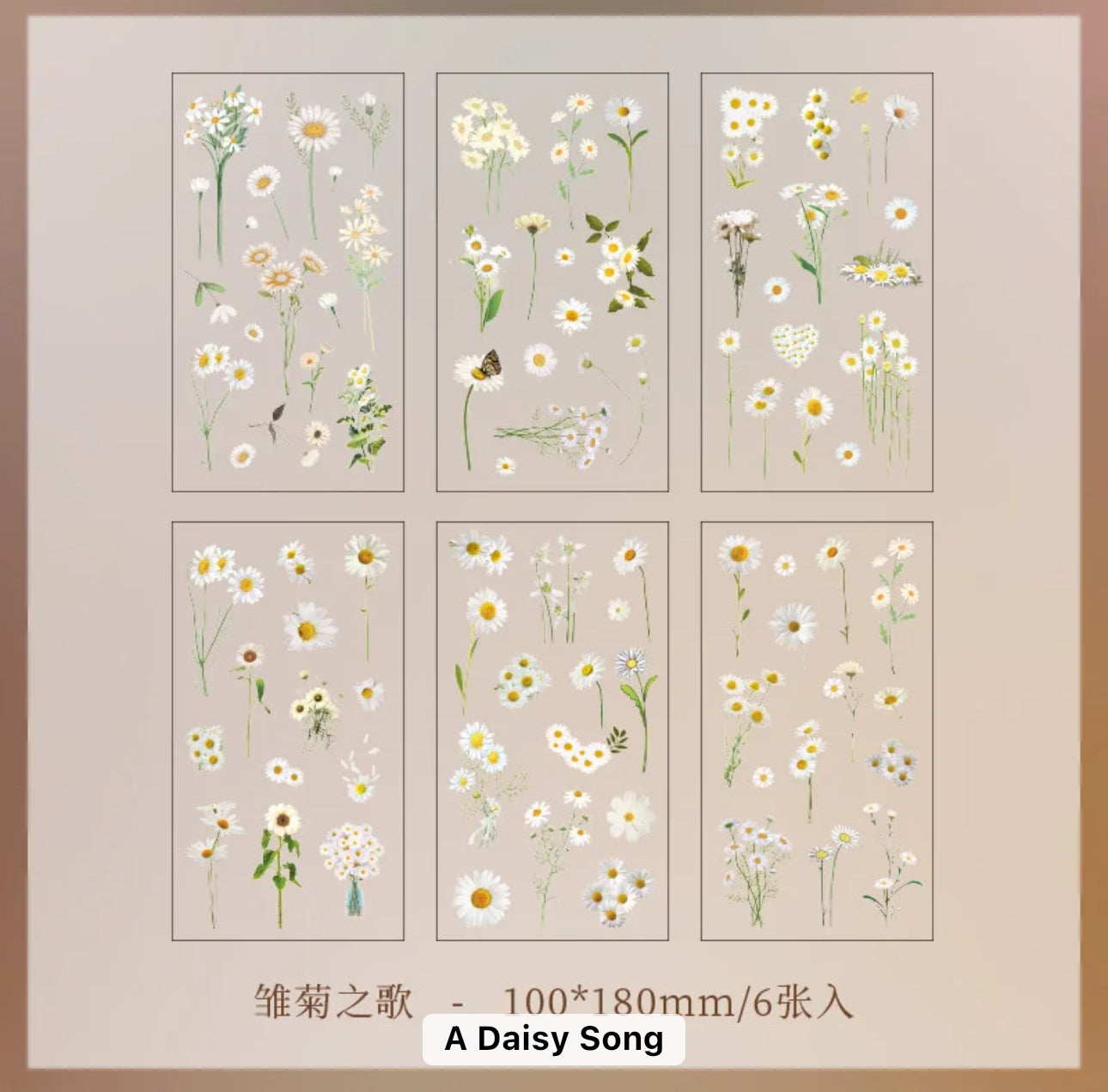 6 Hojas de Stickers Flores